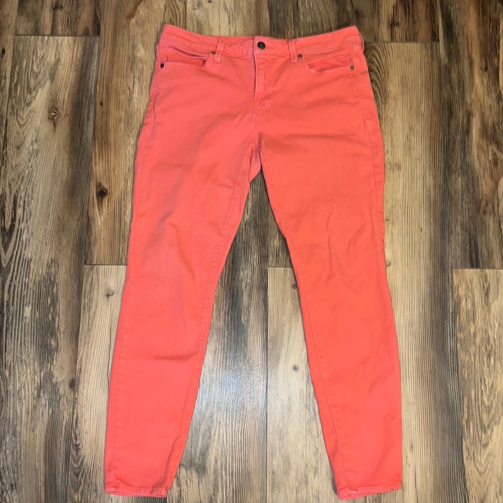 Coral skinny jeans